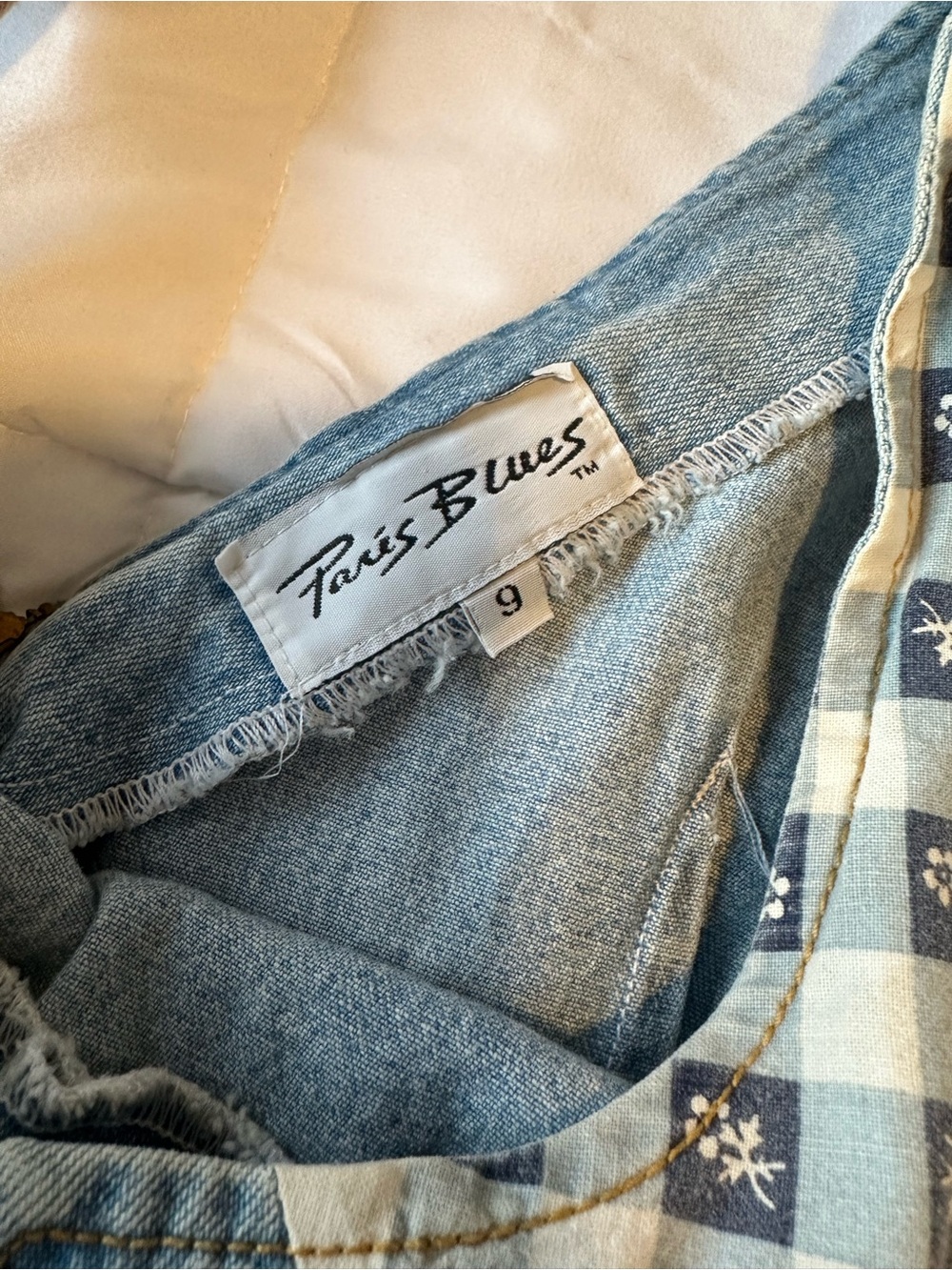 Vtg 90’s Paris Blues Y2K Patchwork Denim Mini Dress Floral Coquette Size 6 US - Picture 5 of 5